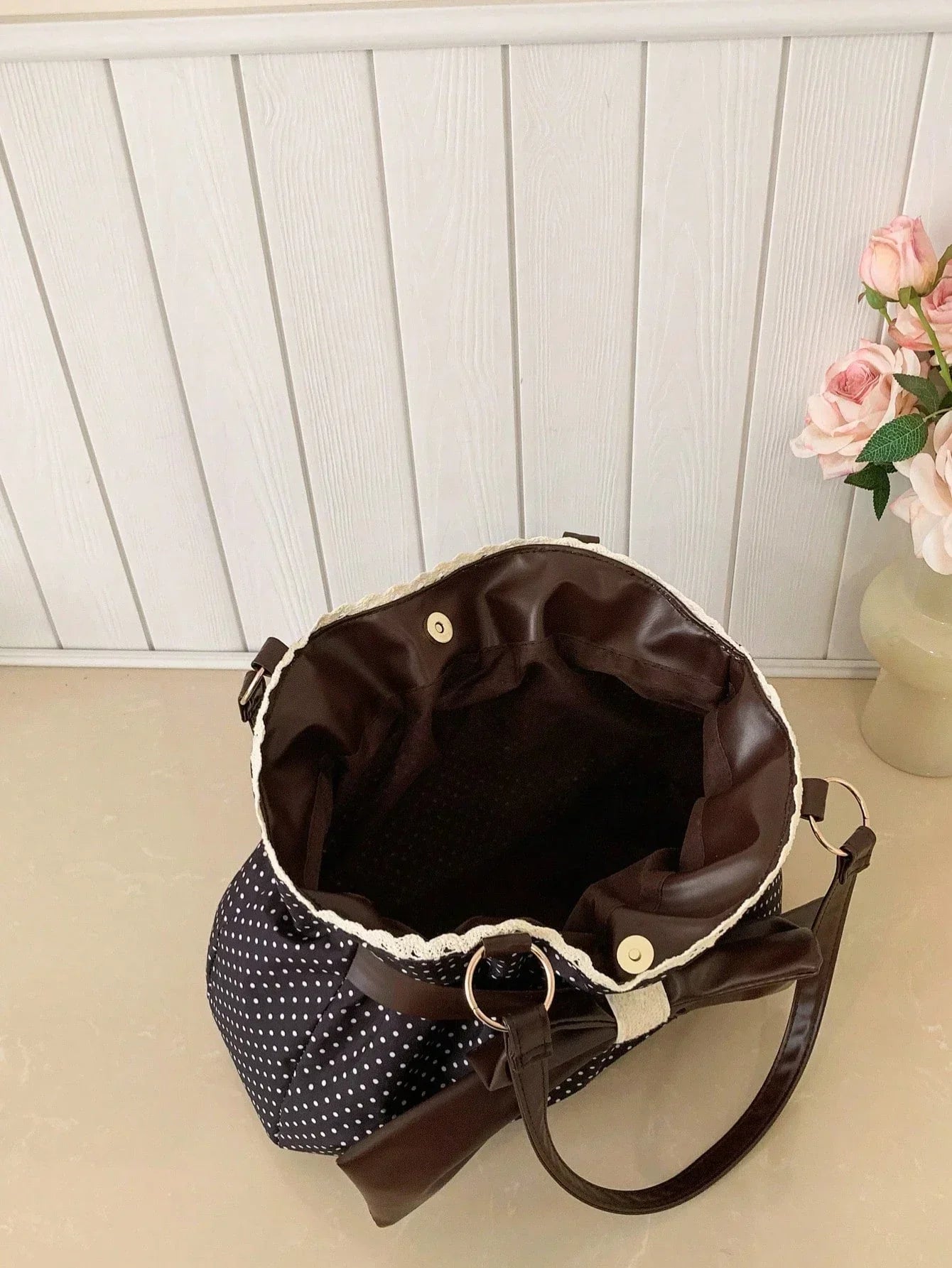 Large Polka Dot Ruffle Tote Bag